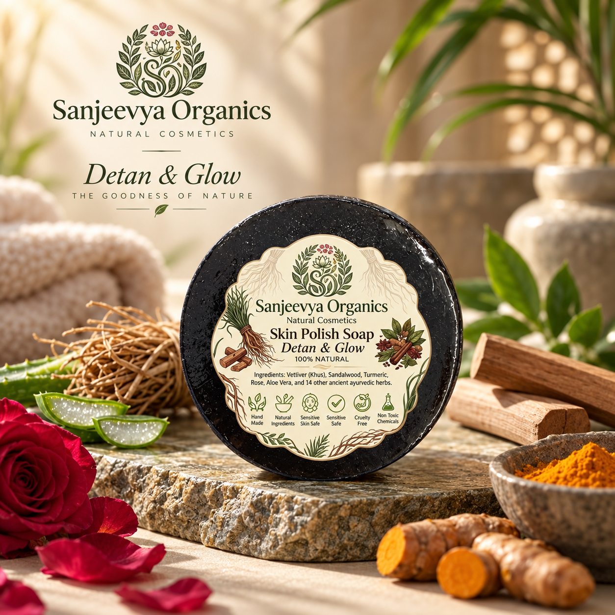 Skin Polish Soap for Detan & Glow | Sanjeevya Organics